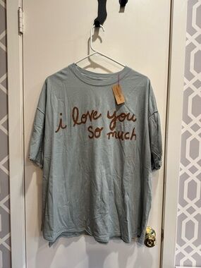 New XL Light Sage Graphic Tee "i love you so much" Iconic Jo’s Coffee Mural Tee